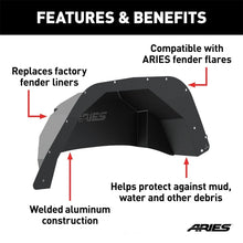 Load image into Gallery viewer, ARIES Jeep Wrangler JL Aluminum Rear Inner Fender Liners 2500550 fits 2018-2019 Jeep Wrangler - Back View