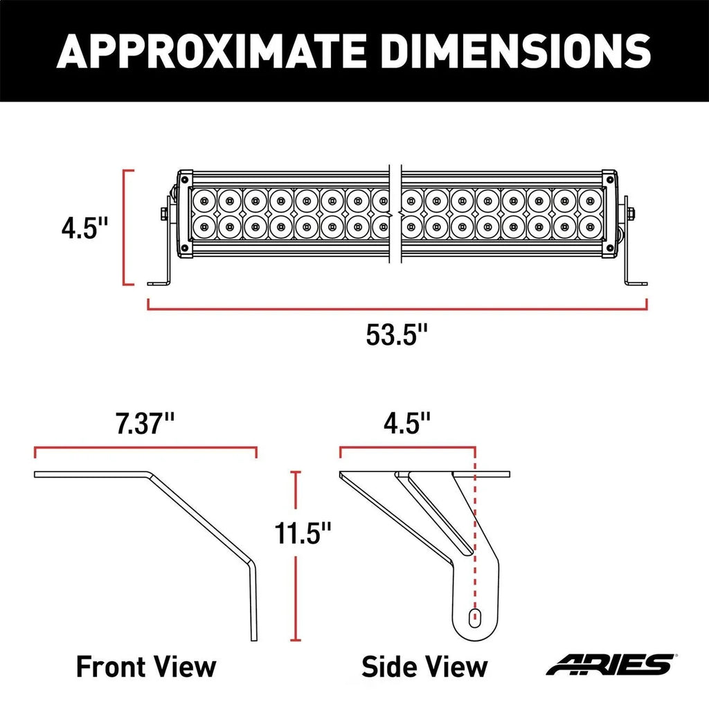 ARIES Jeep Wrangler JL, Gladiator Windshield Light Bar and Brackets 1501306 fits Jeep Wrangler / 2018 Jeep Wrangler Rubico...