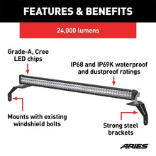 Load image into Gallery viewer, ARIES Jeep Wrangler JL, Gladiator Windshield Light Bar and Brackets 1501306 fits Jeep Wrangler / 2018 Jeep Wrangler Rubico...