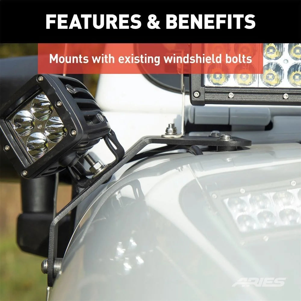 ARIES Jeep Wrangler JL, Gladiator Windshield Light Bar and Brackets 1501306 fits Jeep Wrangler / 2018 Jeep Wrangler Rubico...