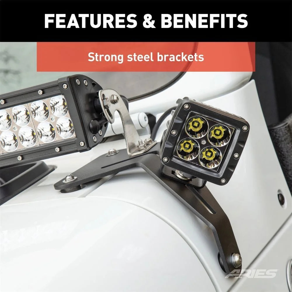 ARIES Jeep Wrangler JL, Gladiator Windshield Light Bar and Brackets 1501306 fits Jeep Wrangler / 2018 Jeep Wrangler Rubico...