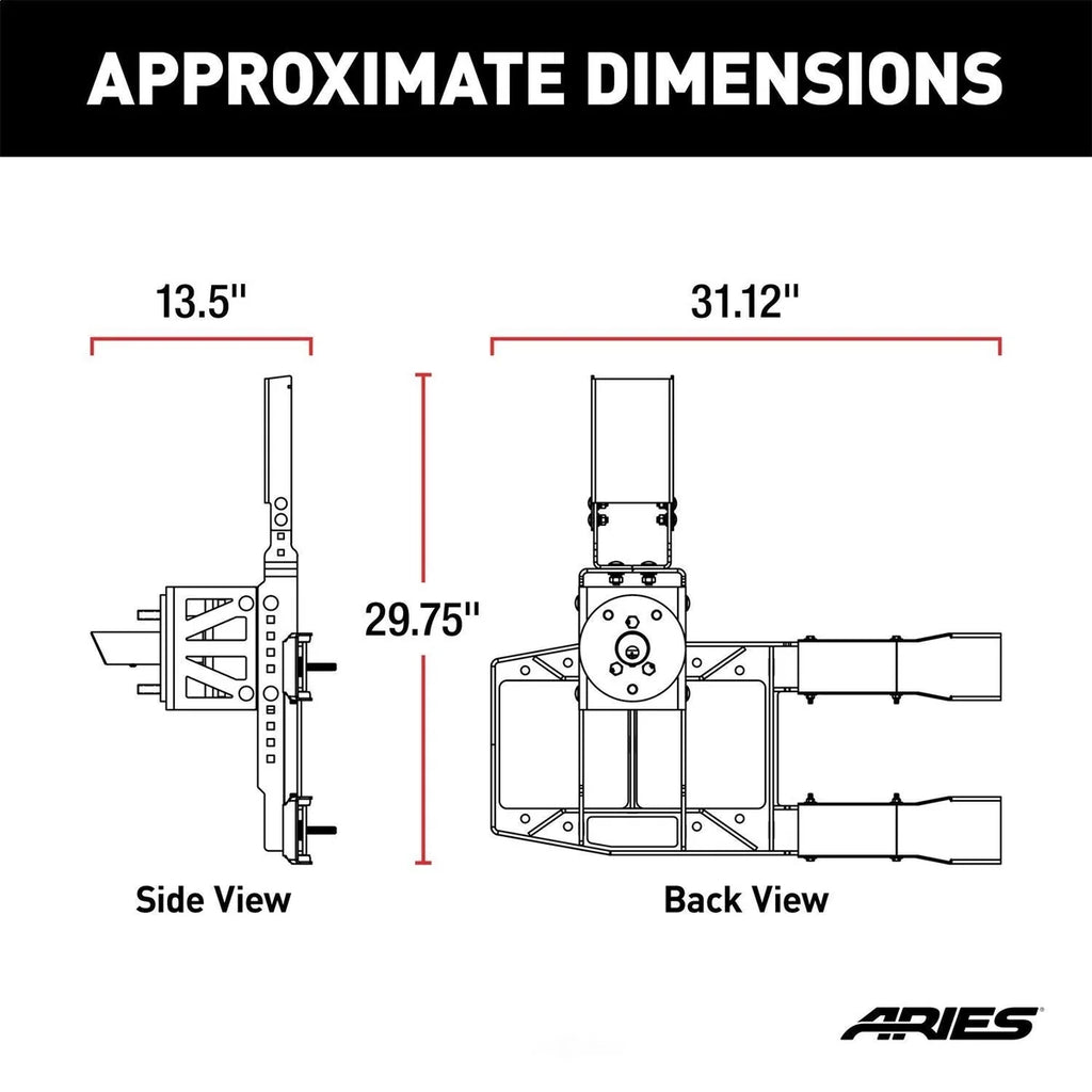 ARIES Jeep Wrangler JL Heavy-Duty Spare Tire Carrier 2563001 fits 2018-2019 Jeep Wrangler - Side View