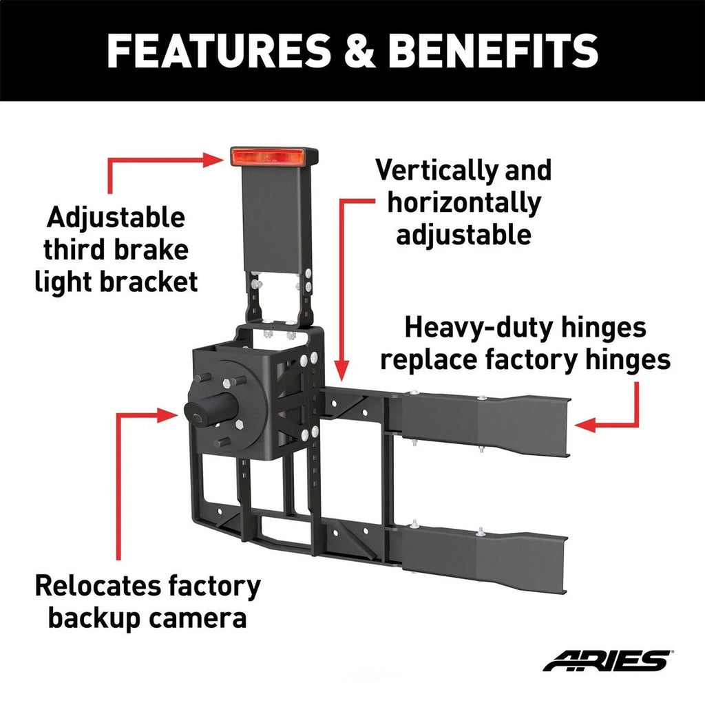 ARIES Jeep Wrangler JL Heavy-Duty Spare Tire Carrier 2563001 fits 2018-2019 Jeep Wrangler - Back View