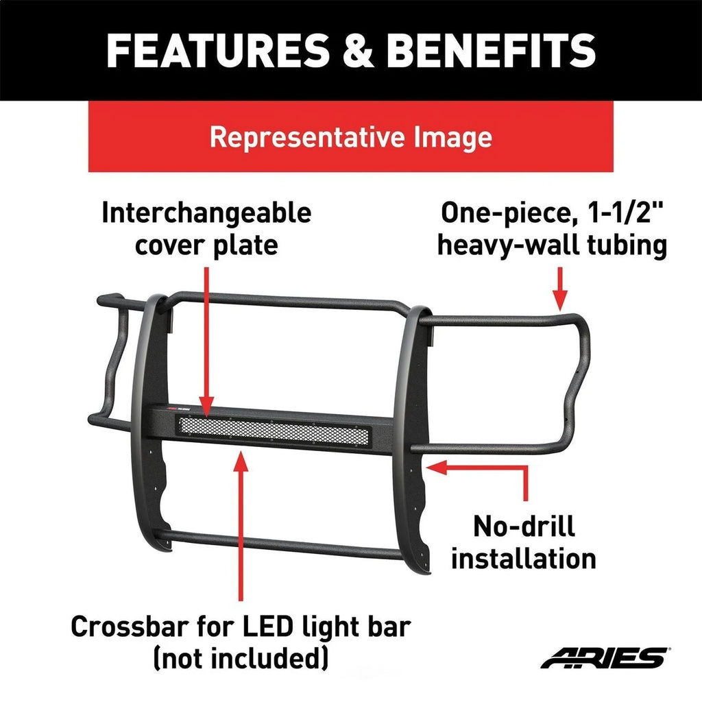 ARIES P2068 Pro Series Black Steel Grille Guard, No-Drill P2068 fits Toyota Tacoma - Additional View 7
