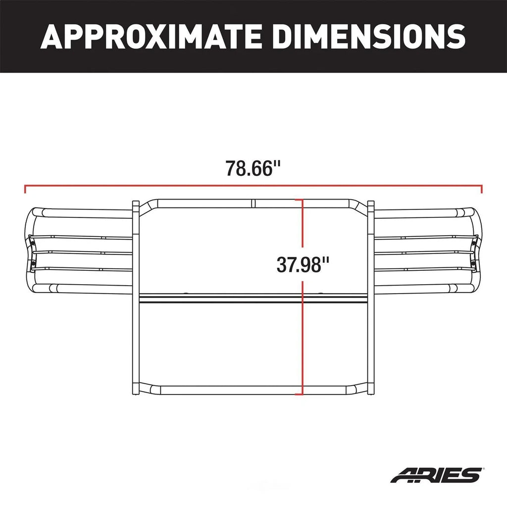 ARIES Polished Stainless Grille Guard 3067-2 fits Ford F-250 Super Duty / F-350 Super Duty - Installation View