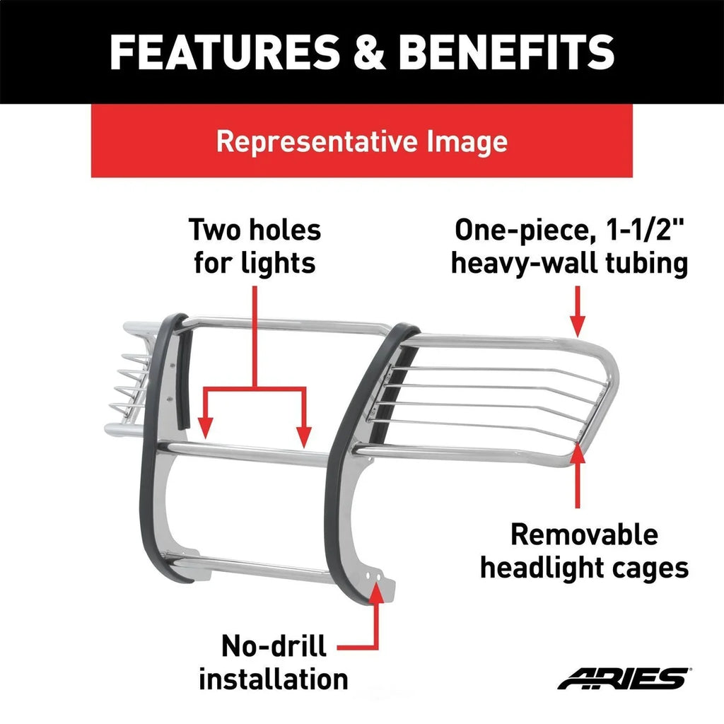 ARIES Polished Stainless Grille Guard 3067-2 fits Ford F-250 Super Duty / F-350 Super Duty - Additional View 5