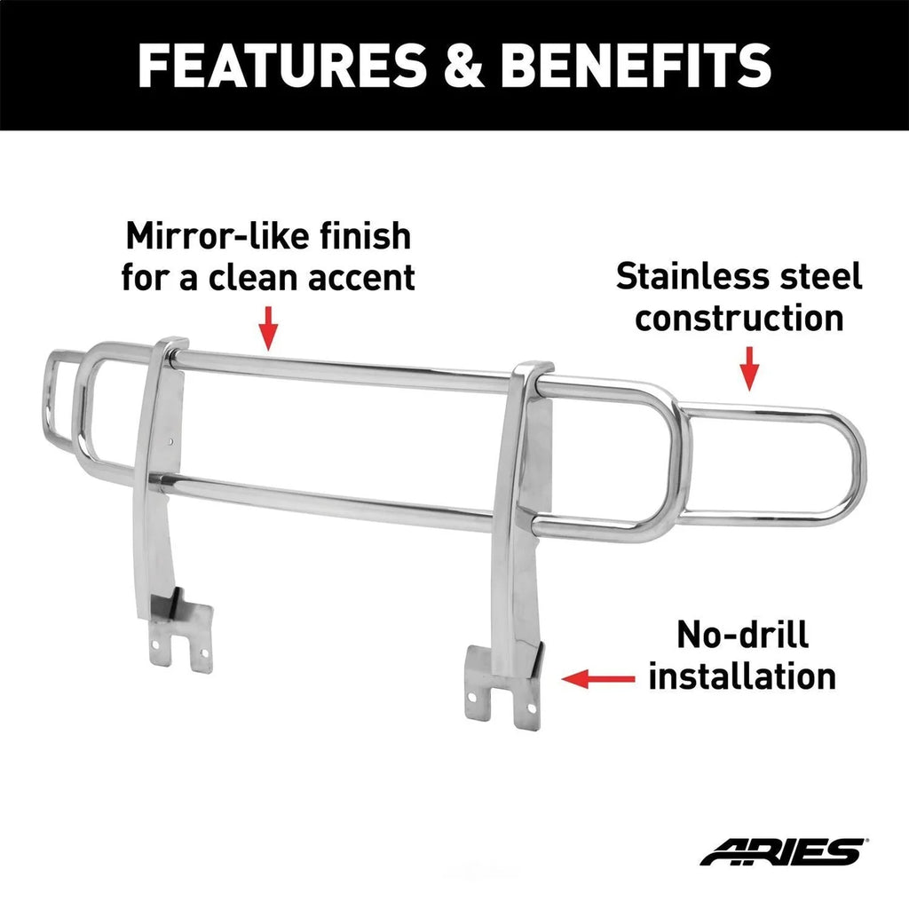 ARIES Polished Stainless Grille Guard 4077-2 fits 2006-2010 Hummer H3 / H3T - Additional View 5