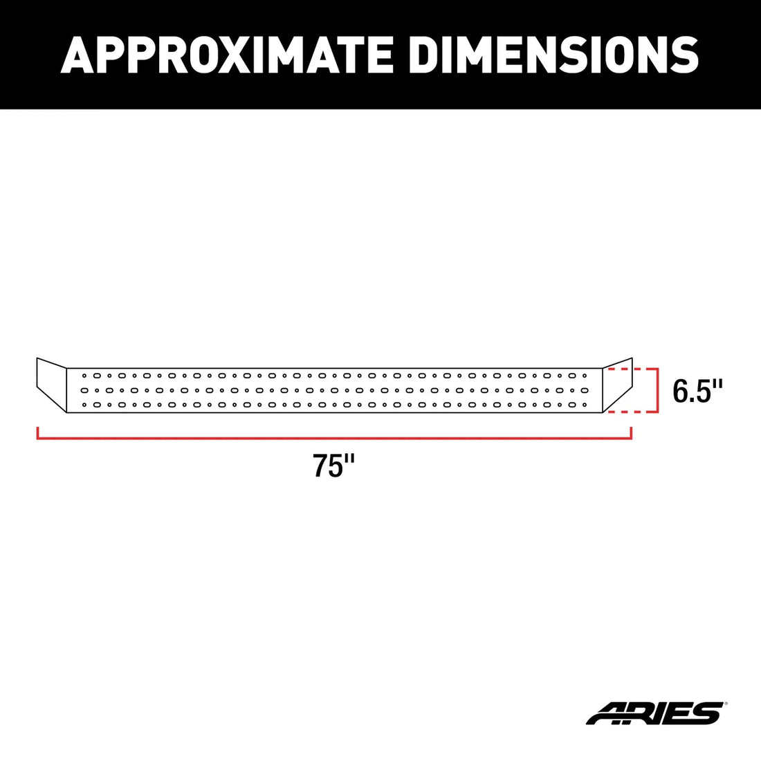 ARIES RidgeStep 6-1/2" x 75" Black Steel Running Boards 2055517 fits 2004-2014 Ford F-150 - Detail View