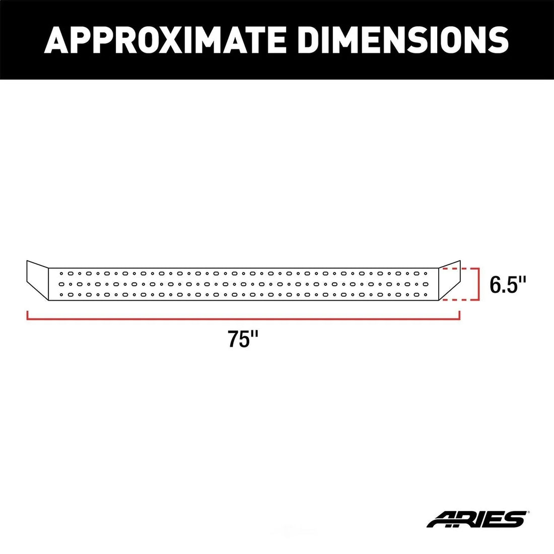 ARIES RidgeStep 6-1/2" x 75" Black Steel Running Boards 2055532 fits Chevrolet Colorado / GMC Canyon - Back View