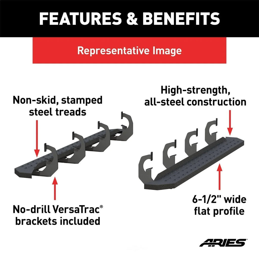 ARIES RidgeStep 6-1/2" x 75" Running Boards 2055511 fits Chevrolet Silverado / Tahoe / GMC Sierra / Yukon - Installation View