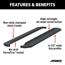 Load image into Gallery viewer, ARIES RidgeStep 6-1/2" x 85" Black Steel Running Boards (No Brackets) C2885 fits 2007-2020 Toyota Tundra - Back View