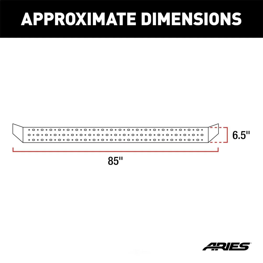 ARIES RidgeStep 6-1/2" x 85" Black Steel Running Boards 2055528 fits 2007-2019 Toyota Tundra - Back View