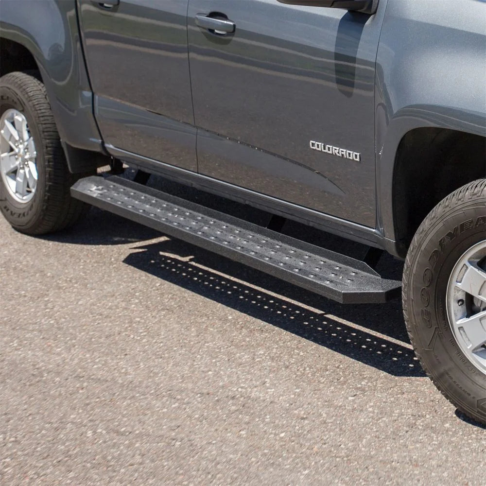 ARIES RidgeStep 6-1/2" x 85" Black Steel Running Boards 2055533 fits Chevrolet Colorado / GMC Canyon - Installation View