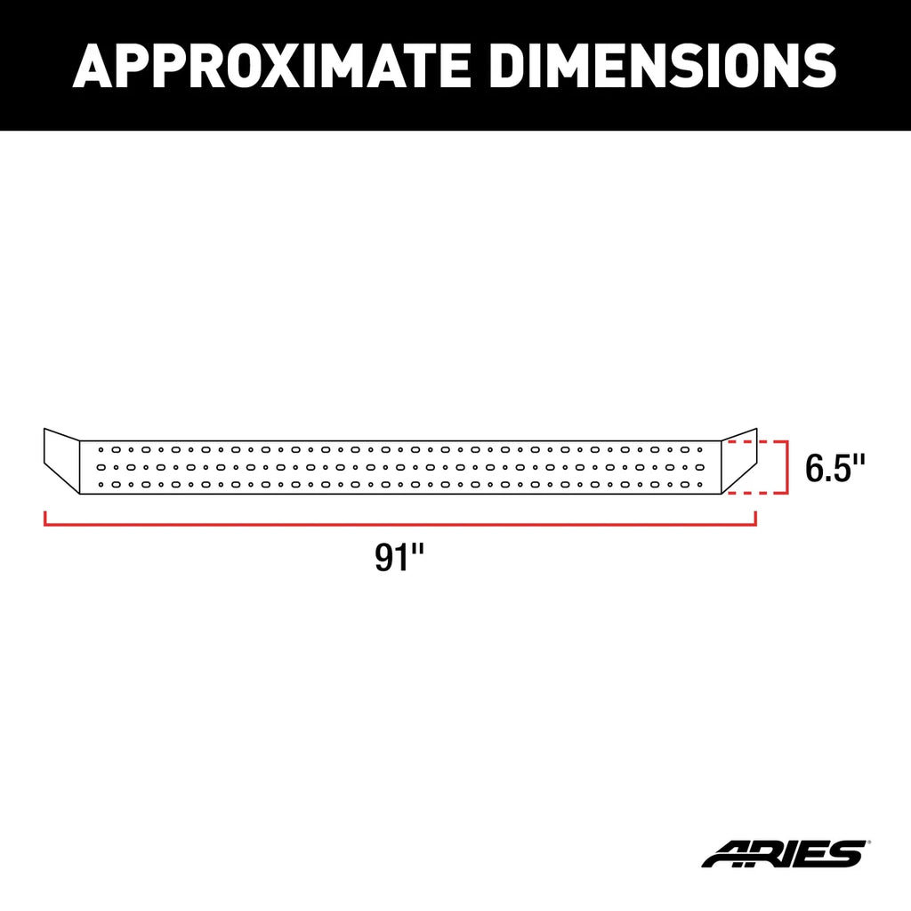 ARIES RidgeStep 6-1/2" x 91" Black Steel Running Boards 2055519 fits Ford F-Series CREW CAB