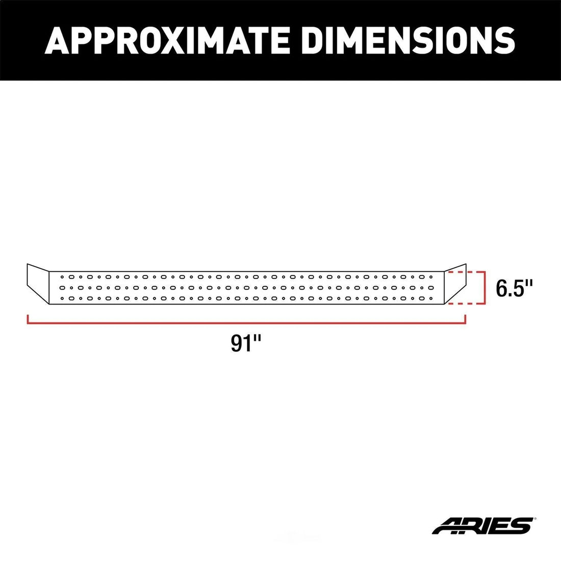 ARIES RidgeStep 6-1/2" x 91" Black Steel Running Boards 2055541 fits Chevrolet Silverado / GMC Sierra CREW CAB - Back View