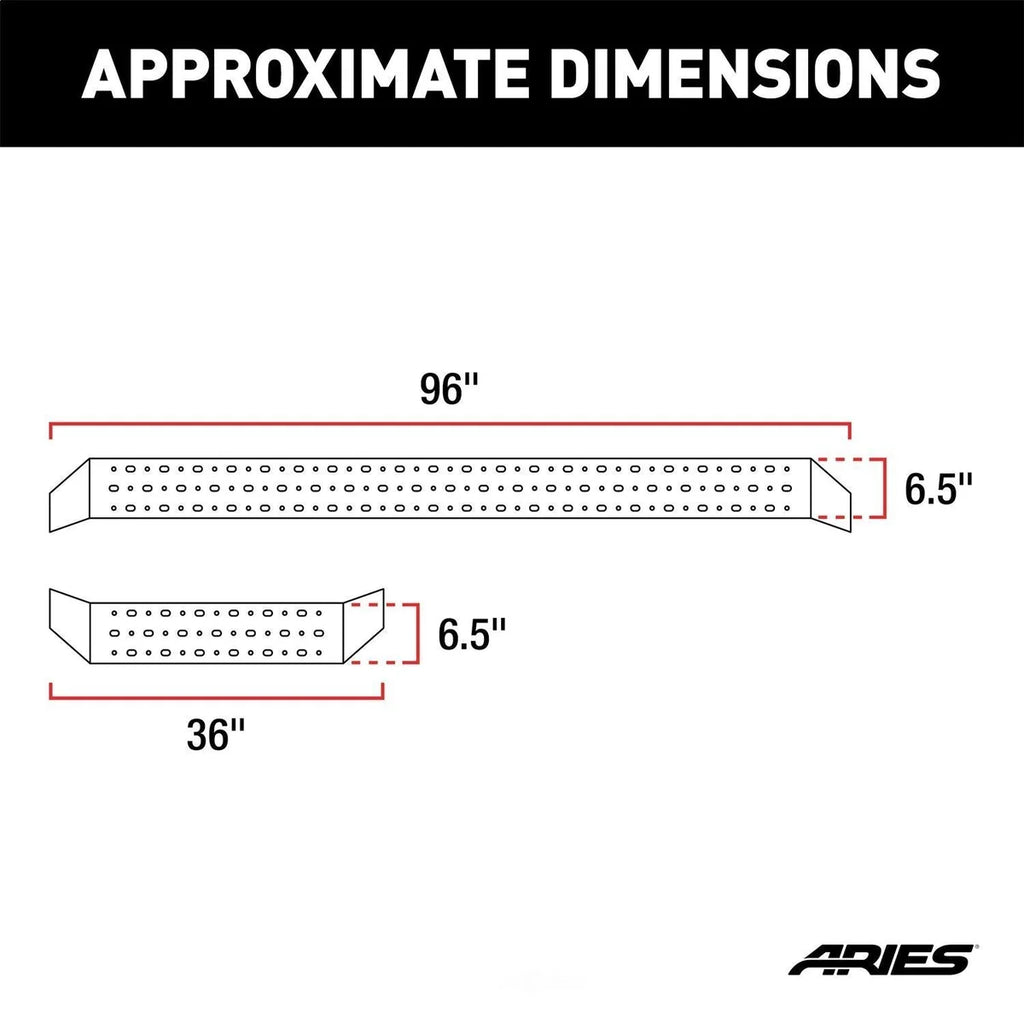 ARIES RidgeStep 6-1/2" x 96", 36" Black Steel Running Boards (No Brackets) C3696 fits 1999-2014 Ford E-150 / 1999-2014 For...