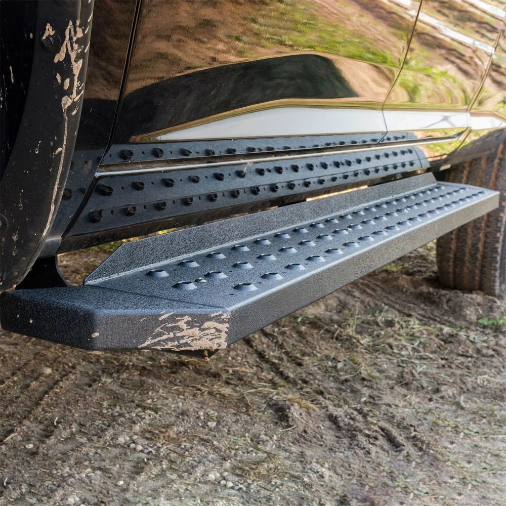 ARIES RidgeStep 6-1/2" x 96", 36" Black Steel Running Boards 2055545 fits Ford Transit - Side View