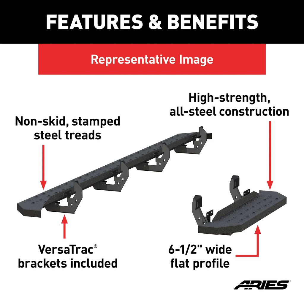 ARIES RidgeStep 6-1/2" x 96", 36" Steel Running Boards 2055534 fits Mercedes-Benz Sprinter 2500 / 3500