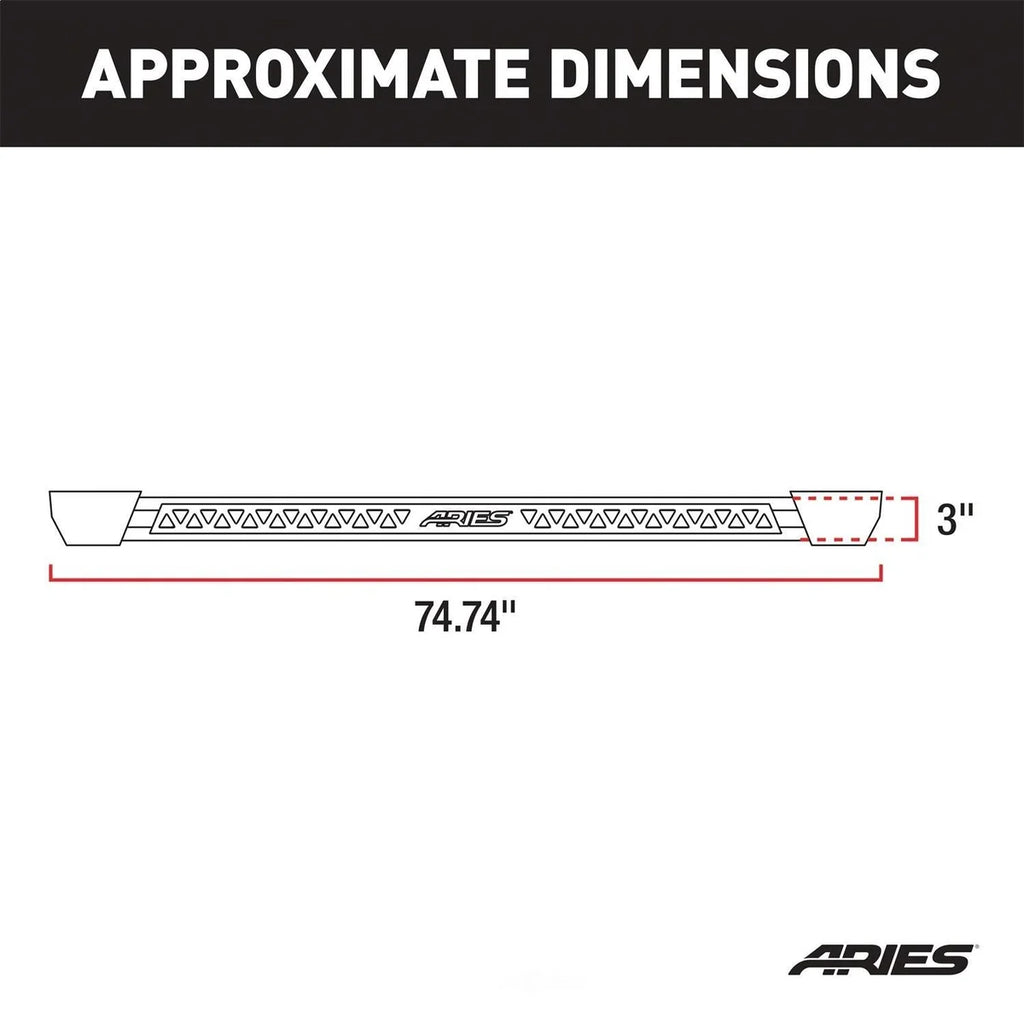 ARIES Rocker Step Running Boards 2074101 fits Jeep Wrangler JK Unlimited - Back View