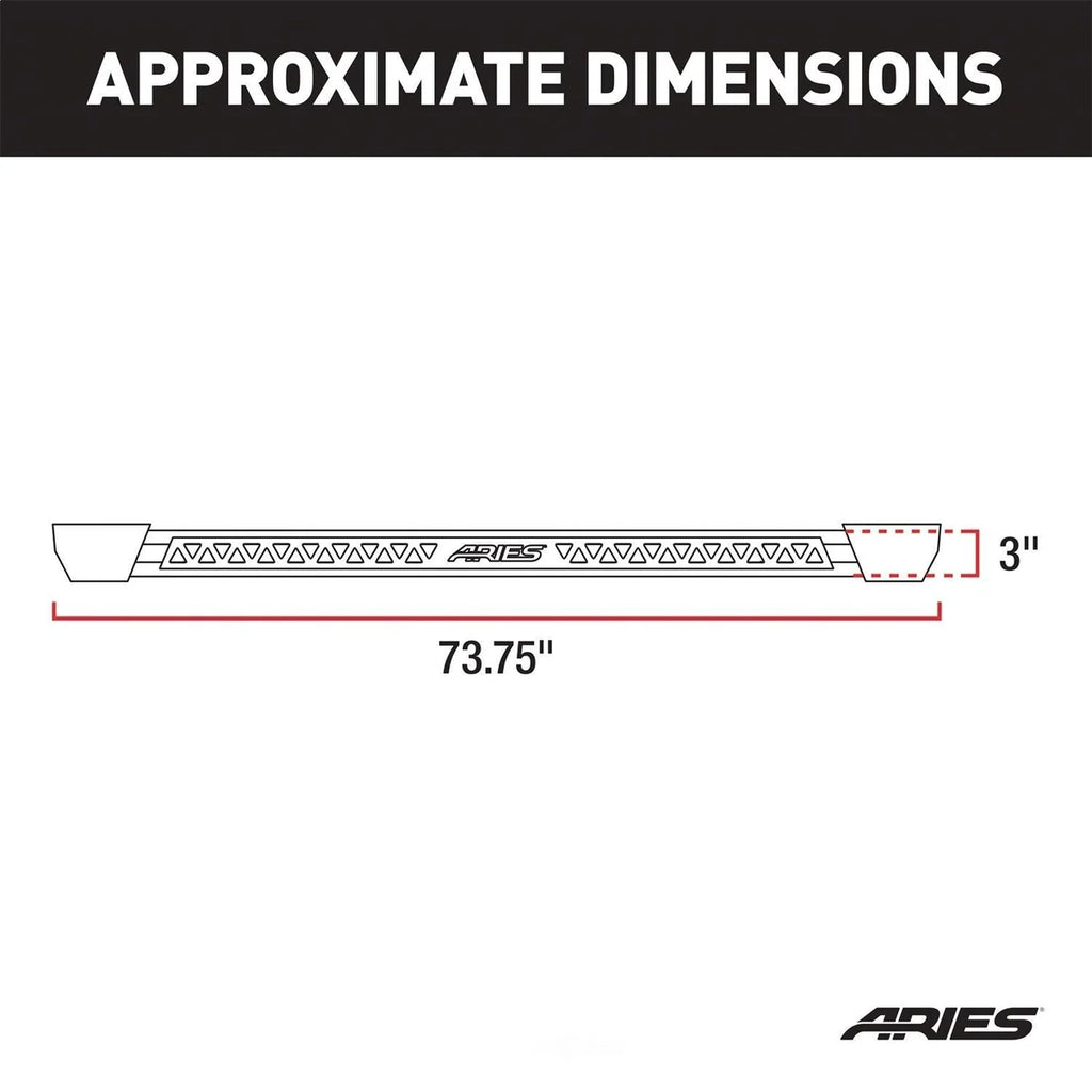 ARIES Rocker Step Running Boards 2074118 fits 2018-2019 Jeep Wrangler JL Unlimited - Back View