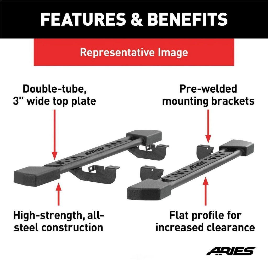 ARIES Rocker Step Running Boards 2074118 fits 2018-2019 Jeep Wrangler JL Unlimited - Installation View