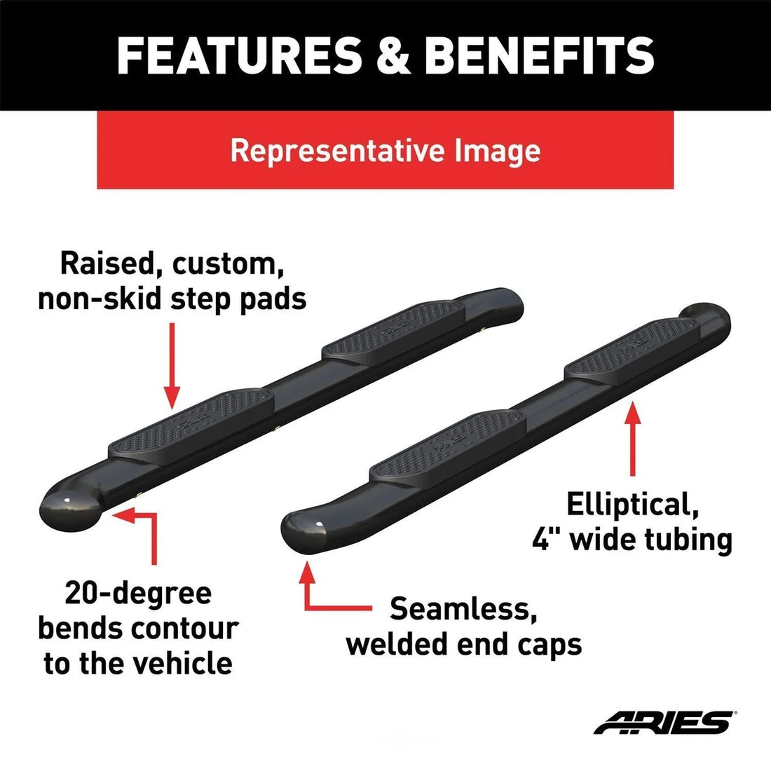 ARIES S222011 4-Inch Oval Black Steel Nerf Bars S222011 fits 2007-2014 Toyota FJ Cruiser - Additional View 5