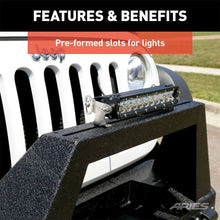 Load image into Gallery viewer, ARIES TrailChaser Aluminum Front Bumper Angular Brush Guard 2081101 fits 2007-2019 Jeep Wrangler - Installation View