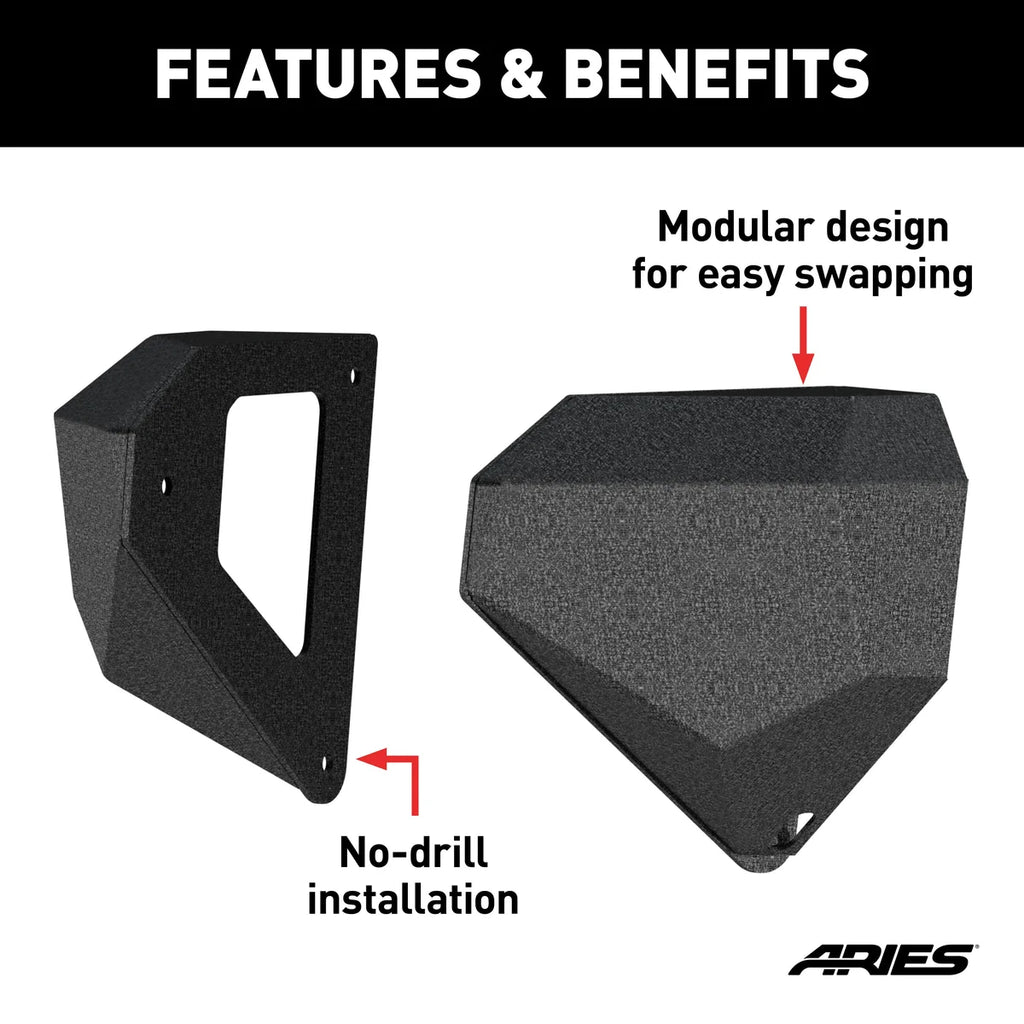 ARIES TrailChaser Aluminum Front Bumper Corners 2081207 fits Jeep Wrangler / Gladiator