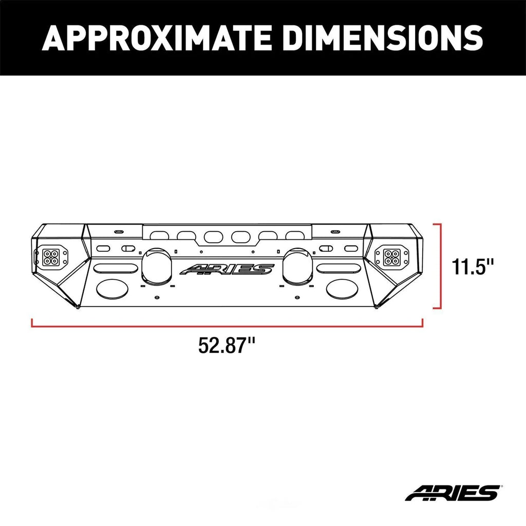 ARIES TrailChaser Aluminum Front Bumper (Option 5) 2082075 fits Jeep Wrangler JL / Gladiator / 2018-2019 Jeep Wrangler Rub...