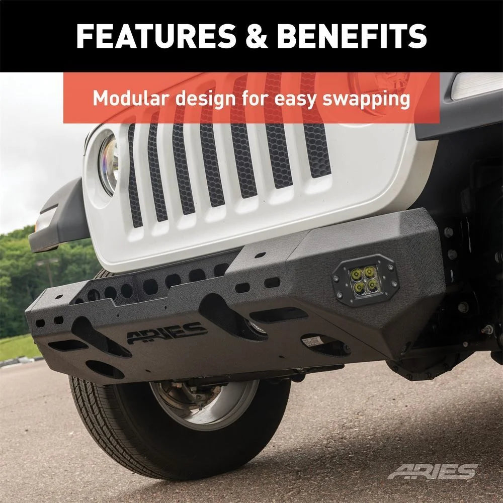 ARIES TrailChaser Aluminum Front Bumper (Option 5) 2082075 fits Jeep Wrangler JL / Gladiator / 2018-2019 Jeep Wrangler Rub...