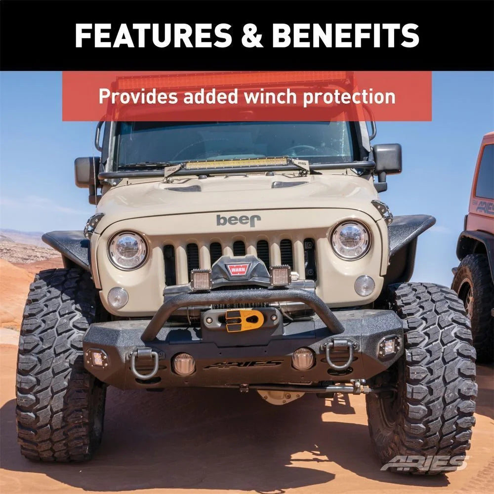 ARIES TrailChaser Aluminum Front Bumper Round Brush Guard 2081255 fits Jeep Wrangler - Additional View 5