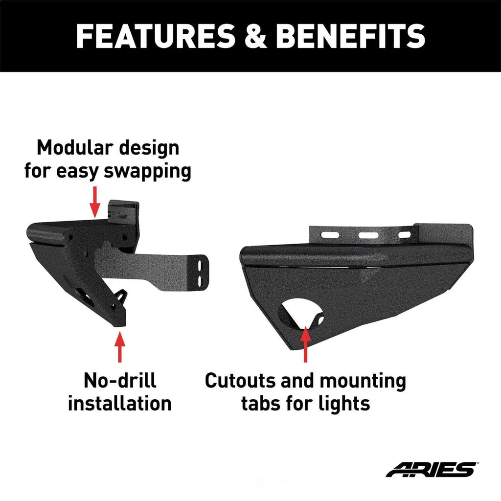 ARIES TrailChaser Aluminum Rear Bumper Corners 2081221 fits Jeep Wrangler - Back View