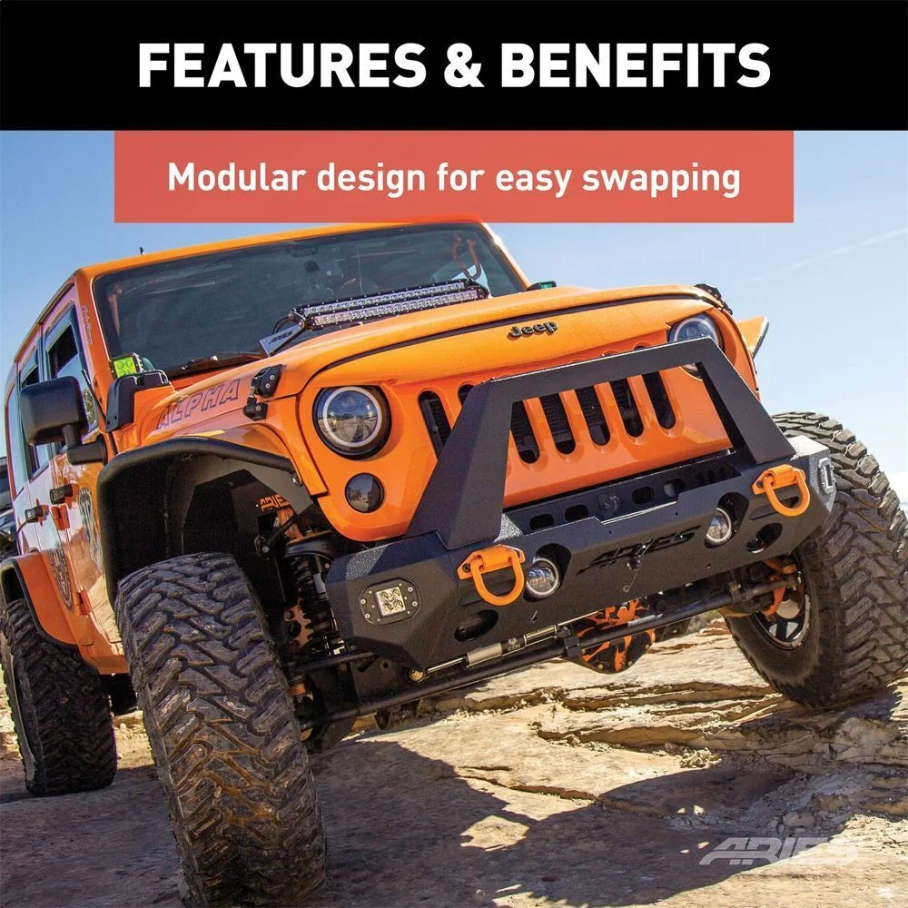 ARIES TrailChaser Steel Front Bumper Corners with LEDs 2081200 fits Jeep Wrangler / Gladiator - Additional View 5