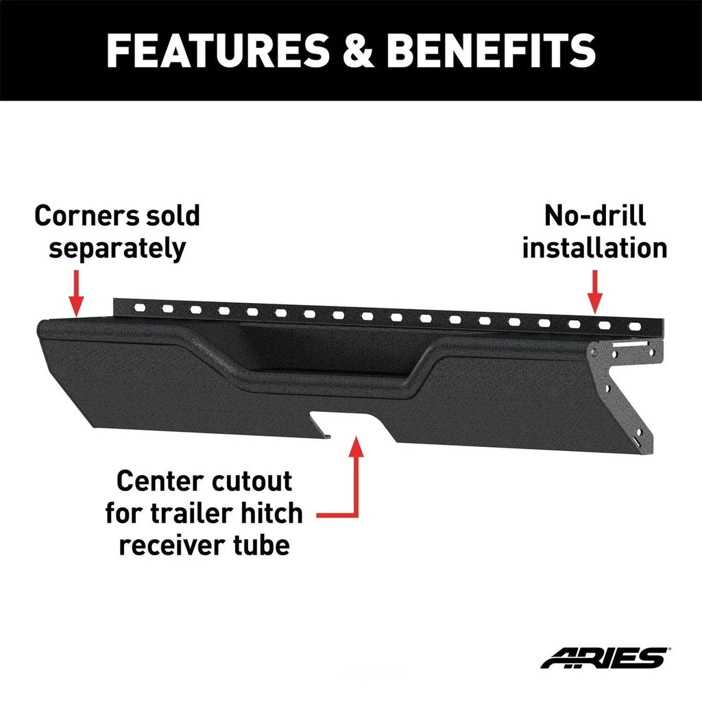 ARIES TrailChaser Steel Rear Bumper Center Section 2081024 fits 2018-2019 Jeep Wrangler JL - Back View