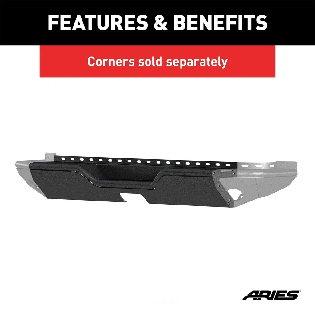 ARIES TrailChaser Steel Rear Bumper Center Section 2081024 fits 2018-2019 Jeep Wrangler JL - Installation View