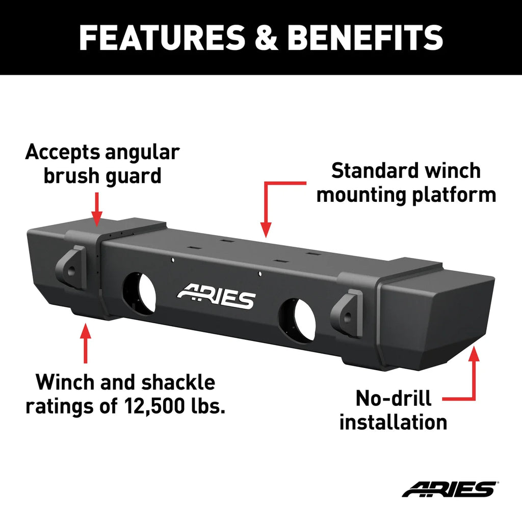 ARIES TrailCrusher Steel Front Bumper, 12.5K 2156000 fits Jeep Wrangler JK
