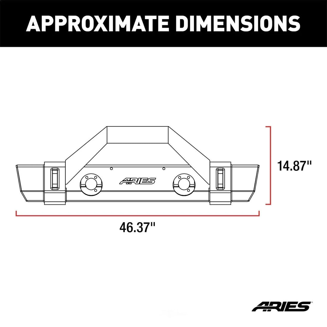 ARIES TrailCrusher Steel Front Bumper with Brush Guard, 12.5K 2186000 fits Jeep Wrangler JK - Side View