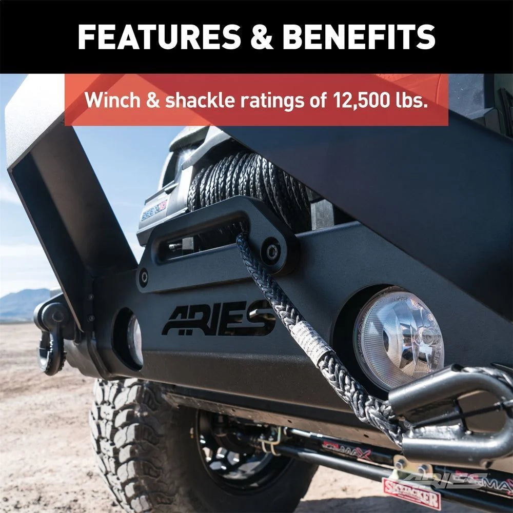 ARIES TrailCrusher Steel Front Bumper with Brush Guard, 12.5K 2186000 fits Jeep Wrangler JK - Installation View