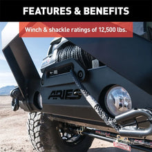 Load image into Gallery viewer, ARIES TrailCrusher Steel Front Bumper with Brush Guard, 12.5K 2186000 fits Jeep Wrangler JK - Installation View