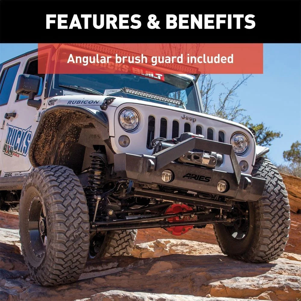 ARIES TrailCrusher Steel Front Bumper with Brush Guard, 12.5K 2186000 fits Jeep Wrangler JK - Additional View 6