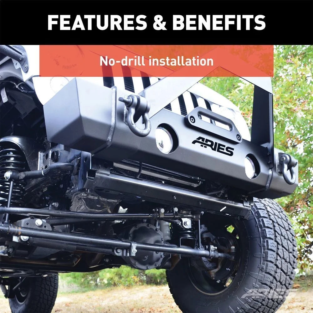 ARIES TrailCrusher Steel Front Bumper with Brush Guard, 12.5K 2186000 fits Jeep Wrangler JK - Additional View 7