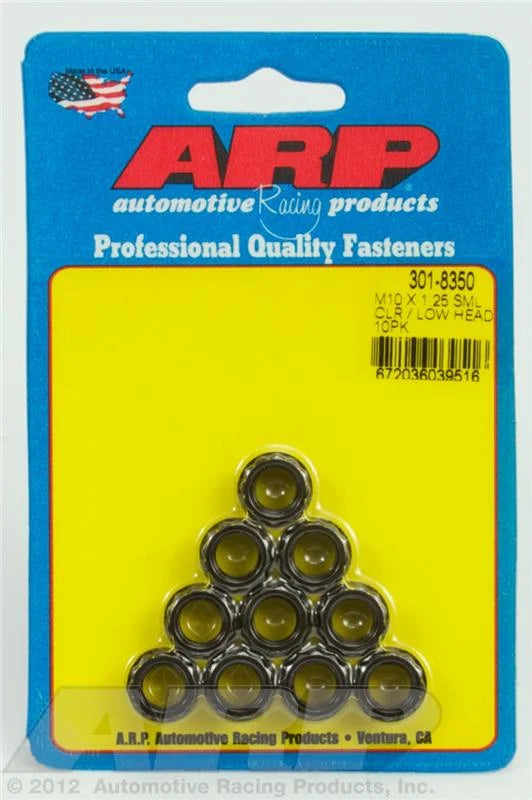 ARP M10x1.25 Sml Clr/Low Head 12pt Nut Kit 8740 Chrome Moly Black - 10 PK - Side View