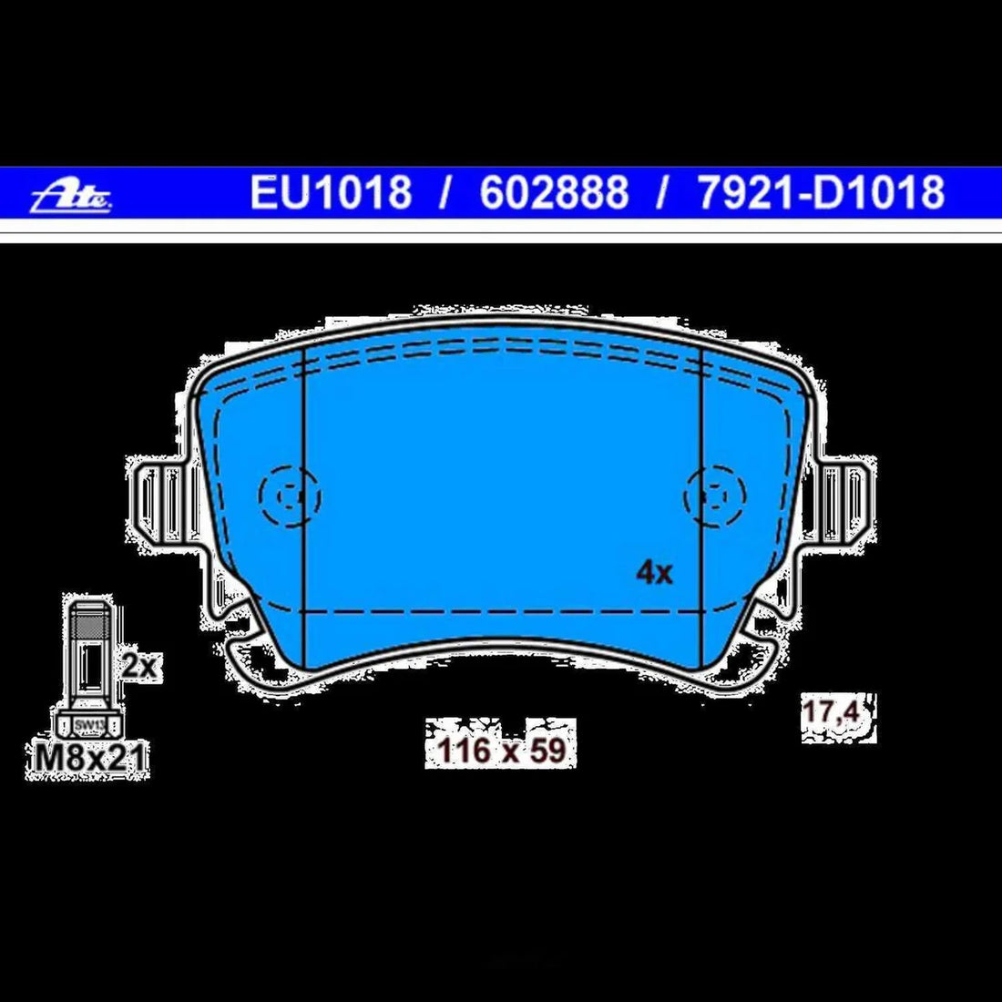 ATE Brake Pad Set 602888 fits 2005-2011 Audi A6 / A6 Quattro / S6 - Installation View