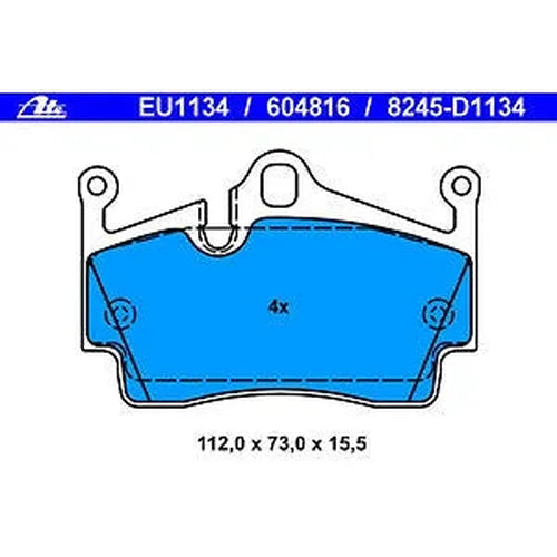 ATE Brake Pad Set 604816 fits 2017-2022 Porsche 718 Boxster / 2017-2022 Porsche 718 Cayman / 2005-2009 2013-2016 Porsche B...