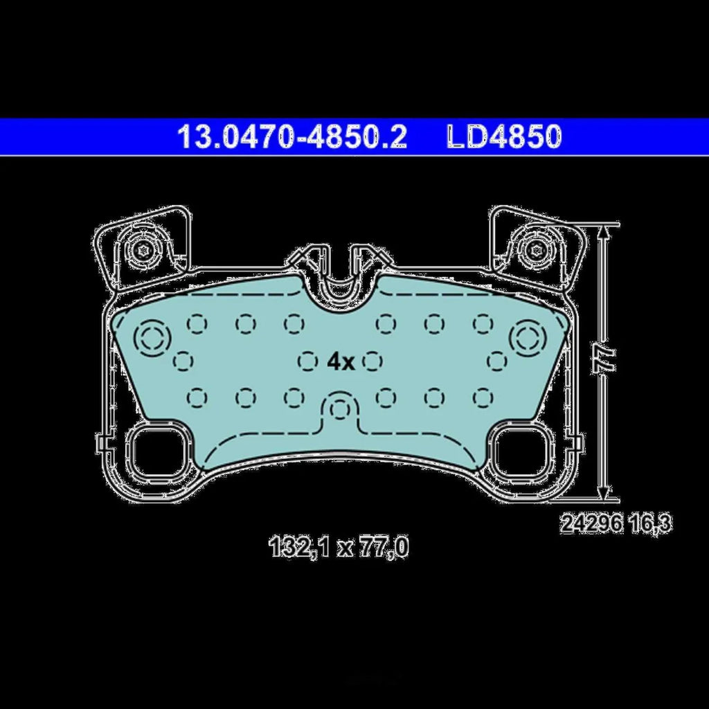 ATE Brake Pad Set LD4850 fits 2008-2010 Porsche Cayenne Turbo / 2009 Porsche Cayenne Turbo S - Installation View