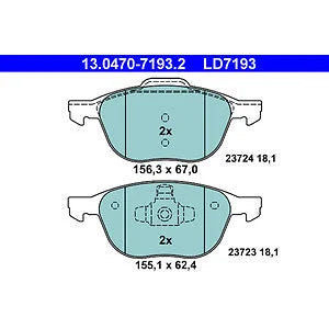 ATE Brake Pad Set LD7193 fits 2008-2013 Volvo C30 / 2006-2013 Volvo C70 / 2004-2011 Volvo S40 / 2005-2011 Volvo V50 - Side...