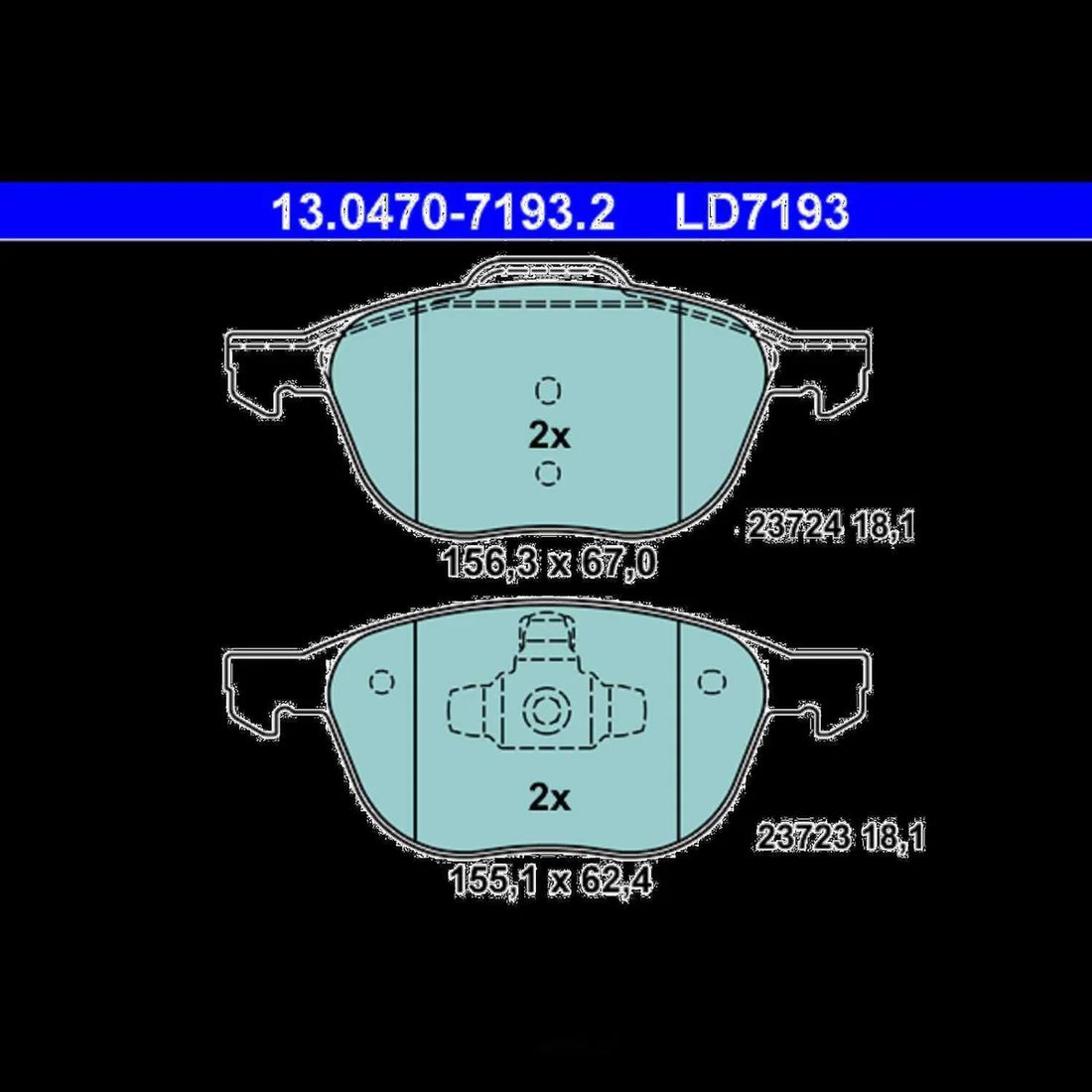 ATE Brake Pad Set LD7193 fits 2008-2013 Volvo C30 / 2006-2013 Volvo C70 / 2004-2011 Volvo S40 / 2005-2011 Volvo V50 - Inst...