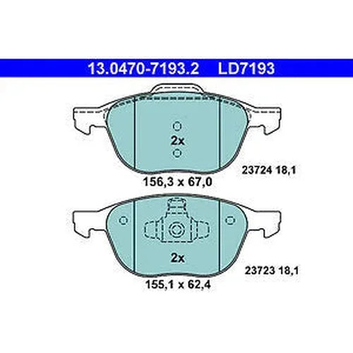 ATE Brake Pad Set LD7193 fits 2008-2013 Volvo C30 / 2006-2013 Volvo C70 / 2004-2011 Volvo S40 / 2005-2011 Volvo V50 - Side...