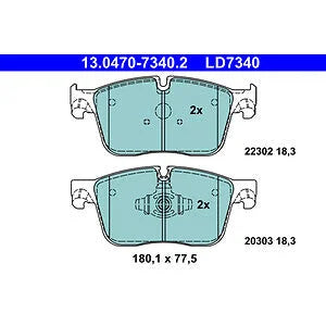 ATE Brake Pad Set LD7340 fits 2018 Land Rover Range Rover Velar R-Dynamic HSE / 2020 Land Rover Range Rover Velar SV Autob...