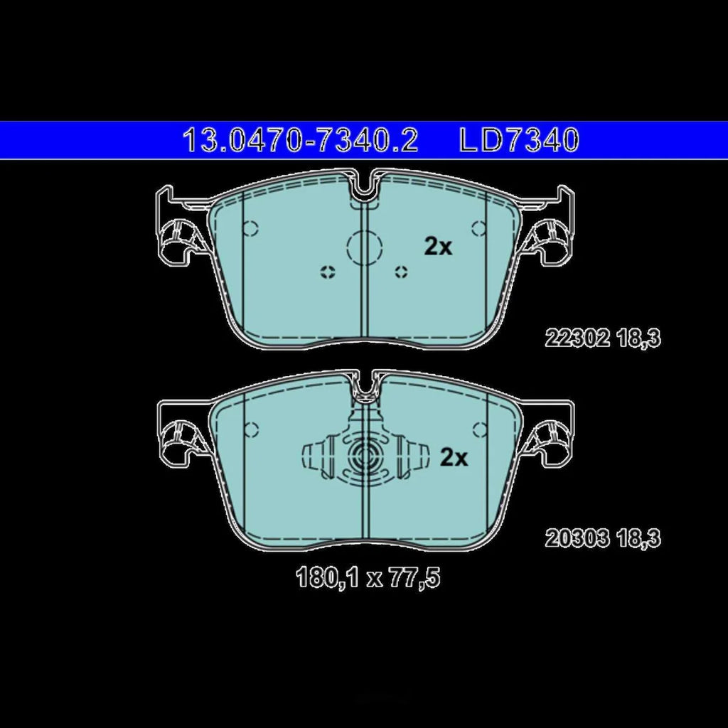 ATE Brake Pad Set LD7340 fits 2018 Land Rover Range Rover Velar R-Dynamic HSE / 2020 Land Rover Range Rover Velar SV Autob...